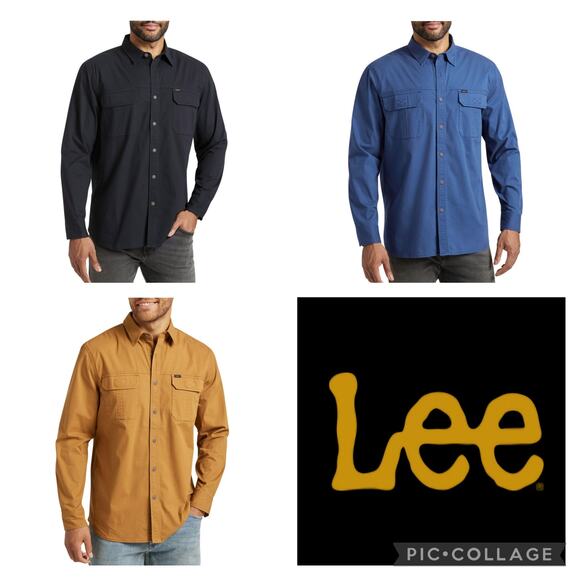 Lee Premium Select Men's Stretch Canvas Utility Long Sleeve Button Down Shirt - Picture 6 of 6